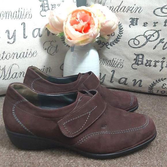 Semler Germany women's brown suede leather comfort walking shoes velcro - Picture 2 of 13